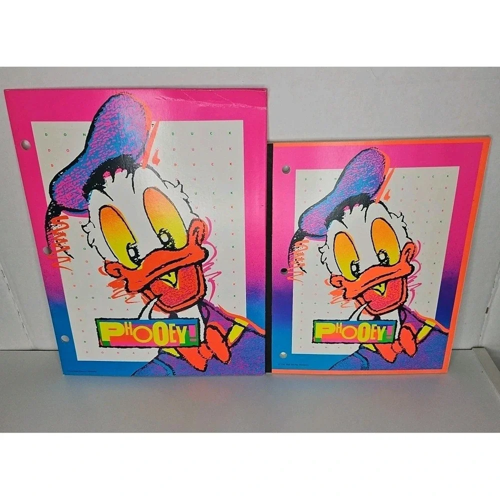 Vtg MEAD Donald Duck 3 Ring Folder & Writing Tablet 1980's Disney Stationary Rar